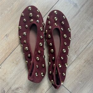 Zara studded suede flats